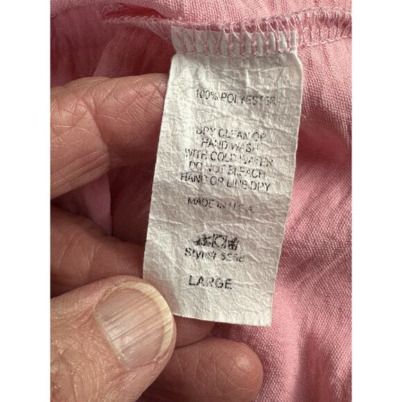 Entro Top Women L Pink Cuffed Short Sleeve Babydoll Flowy V Neck Blouse - Picture 8 of 10